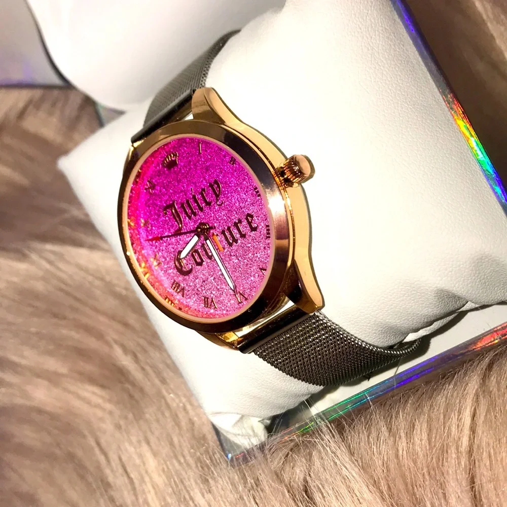 Juicy Couture watch with ombré fuschia face